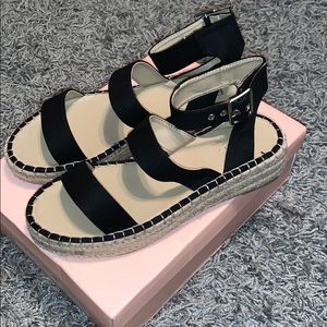 ASOS Black Faux Suede Espadrille Platform Sandal